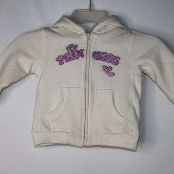 WONDER KIDS PRINCESS FULL ZIP UP HOODED SWEATSHIRT SZ 24 MONTHS CREAM PINK PURPL - Picture 2 of 16